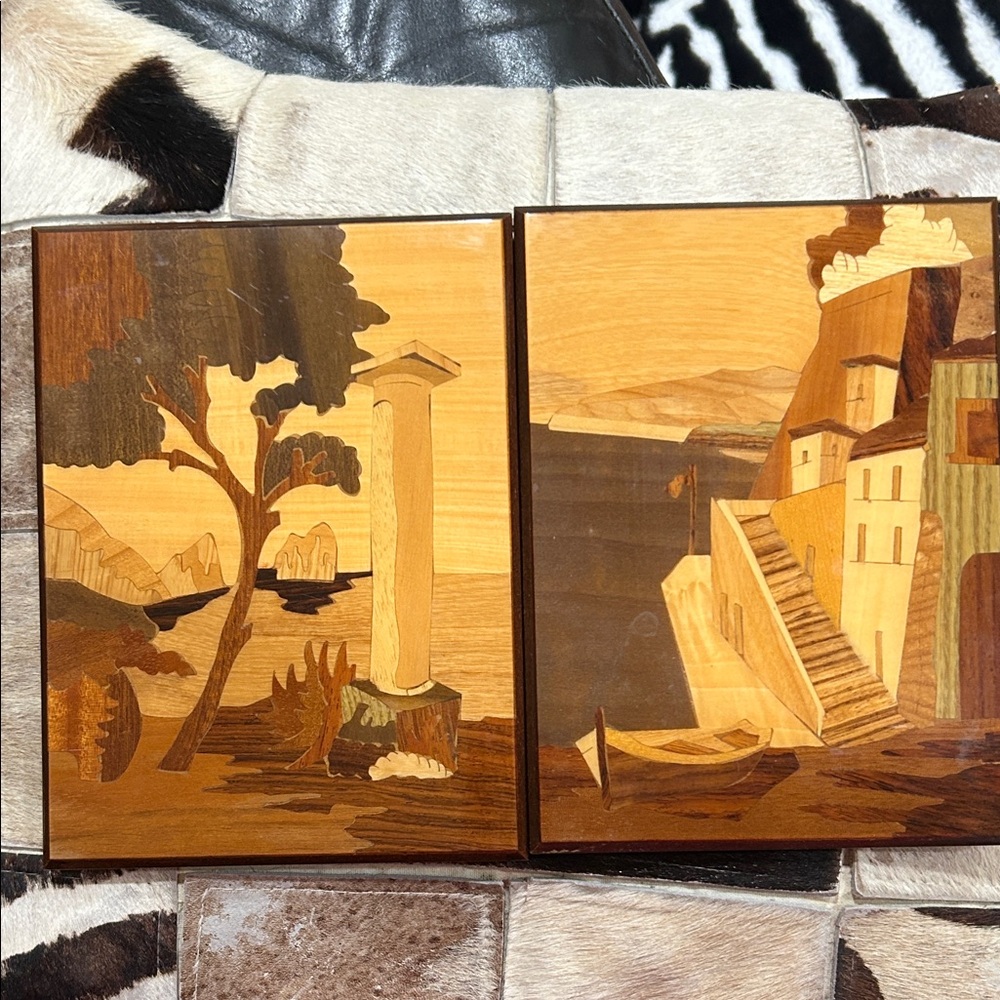 Two Stunning Inlay wood art.  EUC